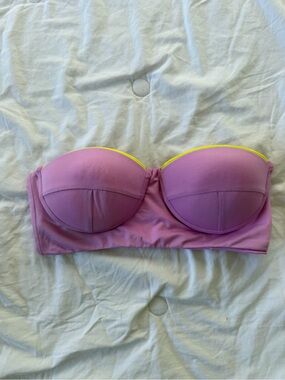 Zinke Pink swim top with Yellow Trim